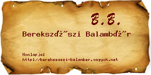 Berekszászi Balambér névjegykártya